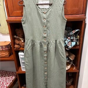 NotPerfectlinen green Sleeveless Dress
